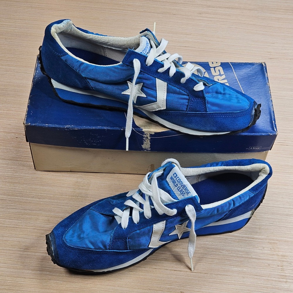 Vintage 70s Converse World Class Trainer II Men 13 Blue Suede USA READ DISPLAY
